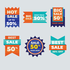 Sale tags collection. Special offer, big sale, discount, best price, mega sale banner set.