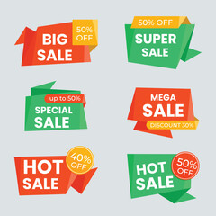Sale tags collection. Special offer, big sale, discount, best price, mega sale banner set.