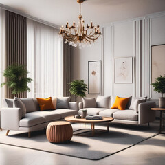 Modern interior in a beautiful house.. Virtual reality has completely transformed interior design. 3D rendering