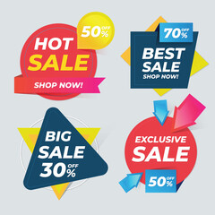 Sale tags collection. Special offer, big sale, discount, best price, mega sale banner set.