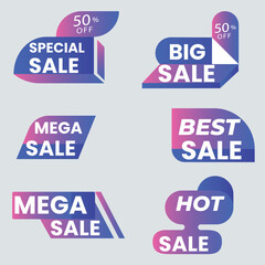 Sale tags collection. Special offer, big sale, discount, best price, mega sale banner set.