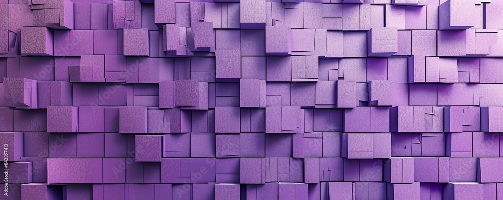 Poster abstract purple 3d cubic pattern, geometric background. modern design and technology concept
