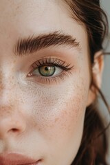 Fototapeta premium Female Eye with Extreme Long False Eyelashes. Eyelash Extensions. Makeup, Cosmetics, Beauty. Close up, Macro, skin care concept, Beauty concept