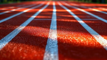 Morning Dew on Running Track. Generative ai