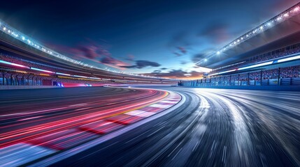 High-Speed Night Race Track. Generative ai