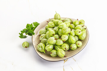 Sweet ripe gooseberries in the bowl