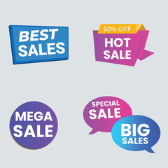 Sale tags collection. Special offer, big sale, discount, best price, mega sale banner set.