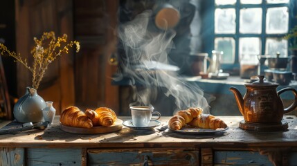 A rustic farm-to-table dinner in the countryside. The meal features fresh, locally-sourced ingredients,