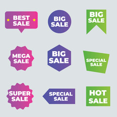 Sale tags collection. Special offer, big sale, discount, best price, mega sale banner set.