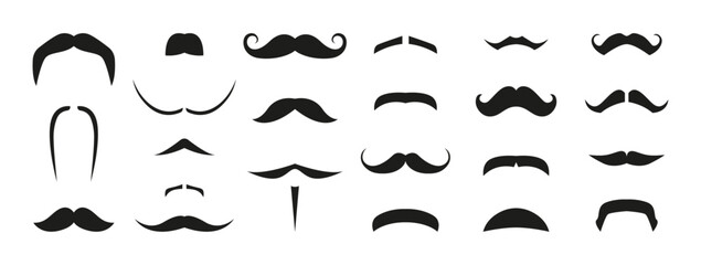 Set of different mustache. Vector clipart. Can be used for masks.