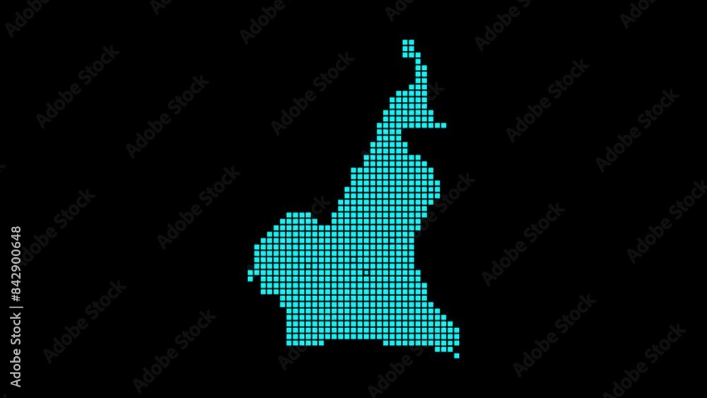 Poster cameroon digital map. map of cameroon in dotted style. shape of the country filled with rectangles. 