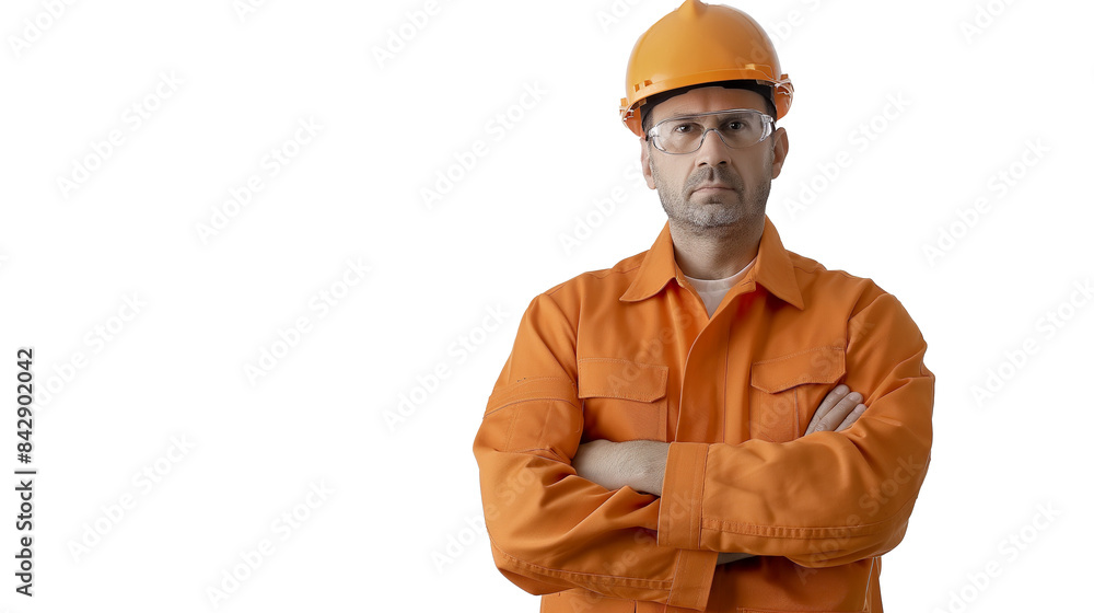 Poster portrait of an engineer isolated on transparent background
