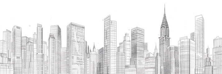 Skyscraper line drawing, panorama wallpaper, the simple beauty of backgrounds for graphics
