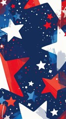 A vector of a red, white, and blue banner with Happy 4th of July text, surrounded by stars, set against a clean background with ample copy space