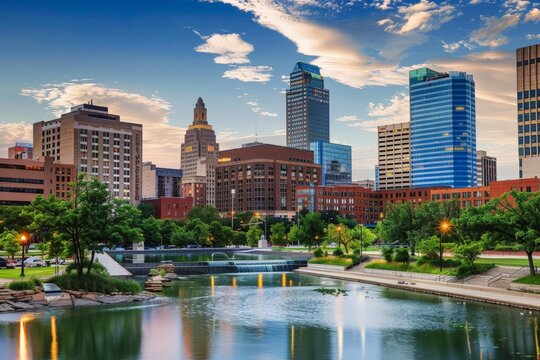 Stunning 4K cityscape of downtown Omaha, Nebraska.