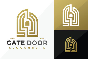 Gate Door logo design vector symbol icon illustration