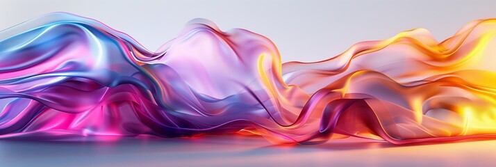 3d render, abstract background with purple and blue colors, elegant curves, glass shapes