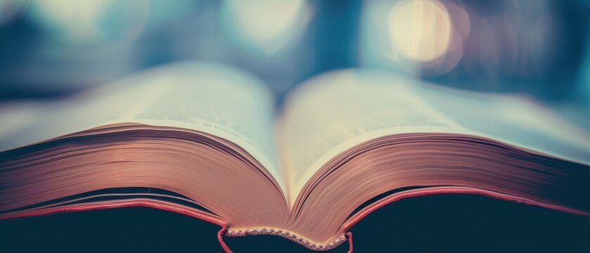Close-up of an open book with blurred background. Captures the essence of reading, study, and knowledge. Ideal for educational content.