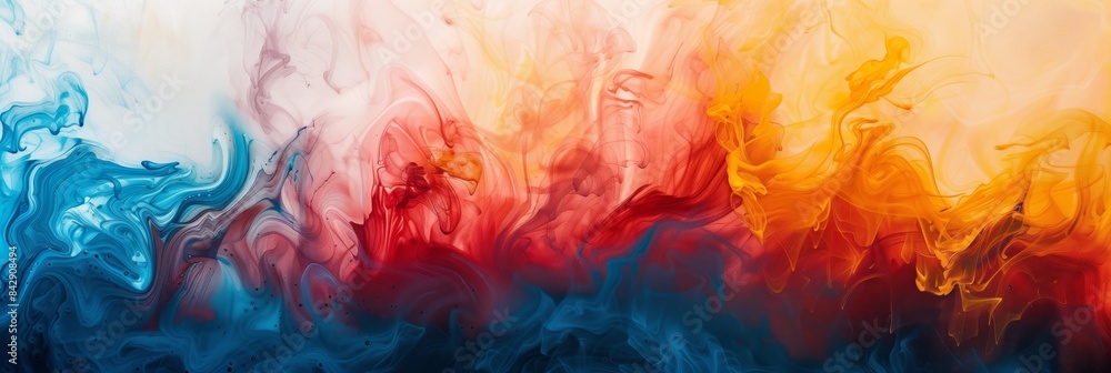 Aufkleber abstract background with red blue and orange waves in the style of 3d vector realistic animation, so