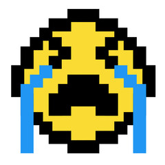 Obraz premium pixel art crying emoticon icon, 8bit style emoticon