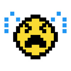 pixel art crying emoticon icon,8bit style emoticon