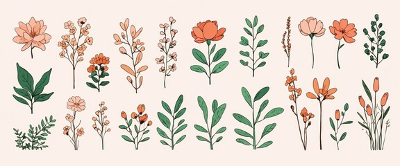 Minimalist botanical illustrations merging with lofi nuance Soft focus florals blending with lofi subtlety. Anime style
