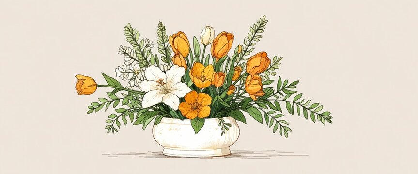 How to make floral arrangement with freesias, tulips and chamela. Anime style