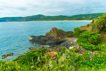 View of Ganh Da Dia or Da Dia Reef is a seashore area of uniformly interlocking basalt rock columns...