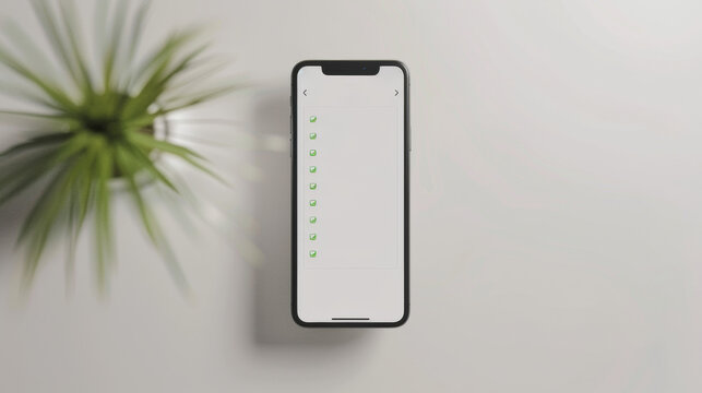 Smartphone  Displaying A To-do List With Three Tasks Each Marked With A Small  Green Checkmark Emoji. Mockup