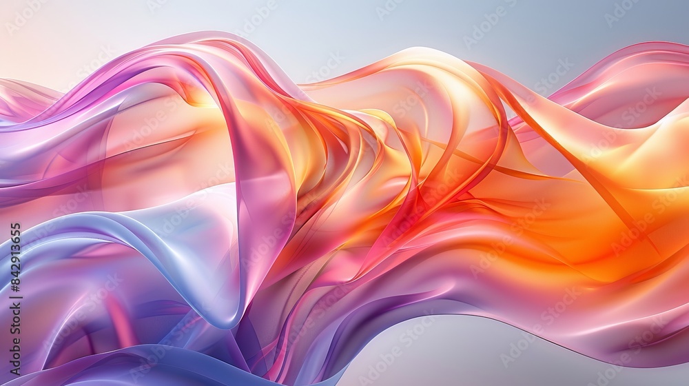 Aufkleber artistic representation of colorful satin waves with a sense of softness and fluidity in the image