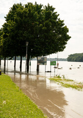 flood in Hainburg an der Donau, Austria  Highwater levels alongside Danube
