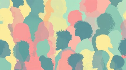 diverse people silhouettes flat design top view theme diversity animation colored pastel