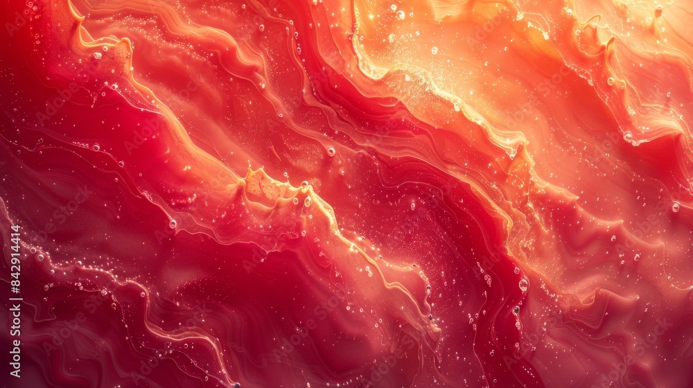 Poster vibrant abstract image with rich flows of red and orange suggesting warmth and energy