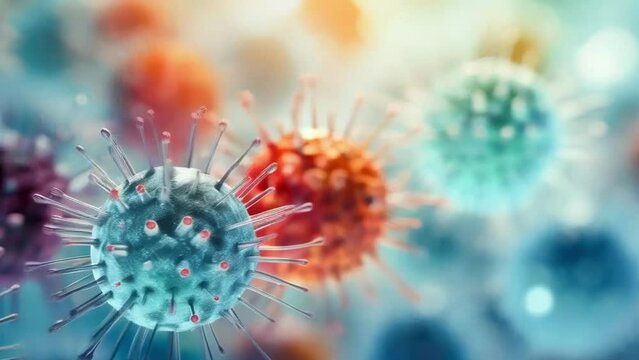 Virus moving close-up. Microbiology and virology concept. High quality 4k footage