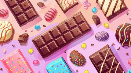 chocolate bar flat design front view theme celebration cartoon drawing vivid