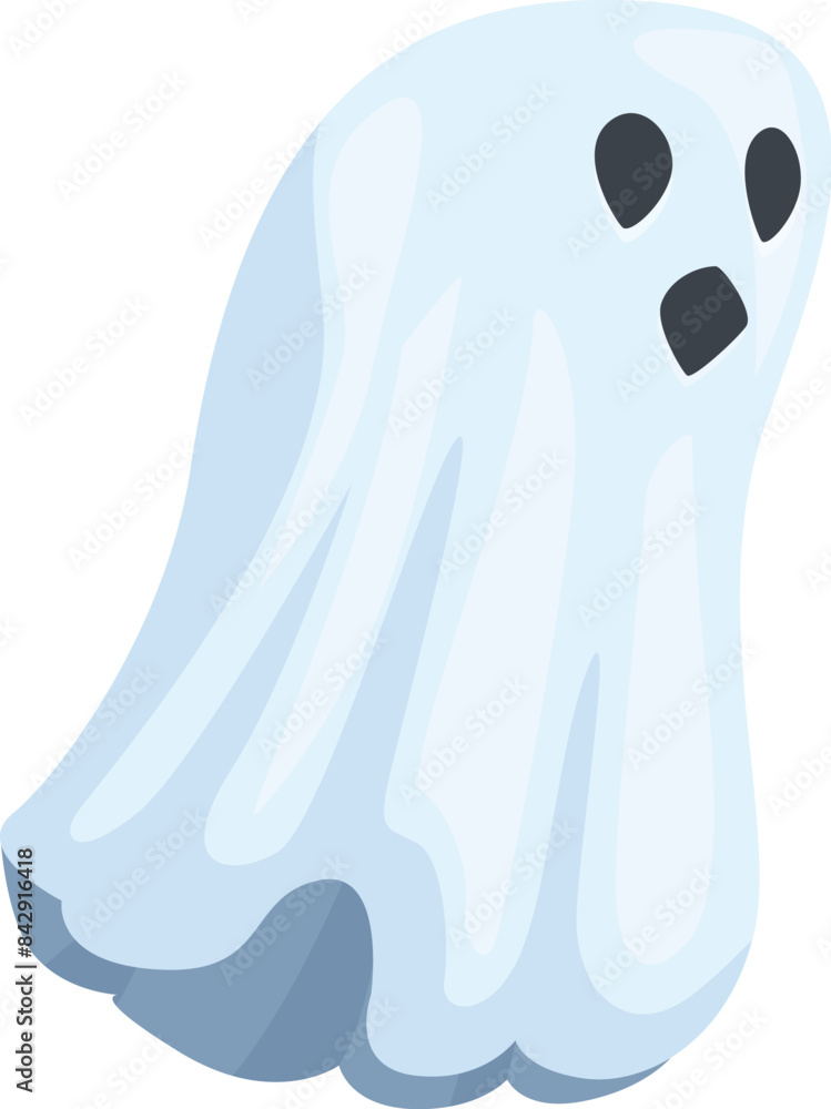Aufkleber friendly ghost floating with a surprised expression on its face for halloween