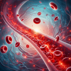 blood cells flowing through vein