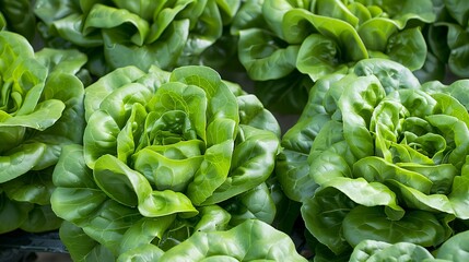 Fresh Butter Lettuce Heads in Hydroponic Farm