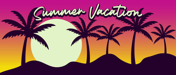 Summer Vacation  artwork for T-Shirt, poster, cover, banner, brochure, website etc