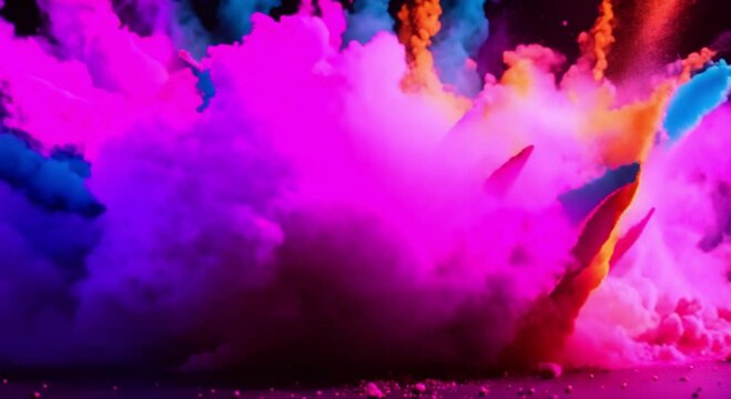 Color powder explosion on black background
