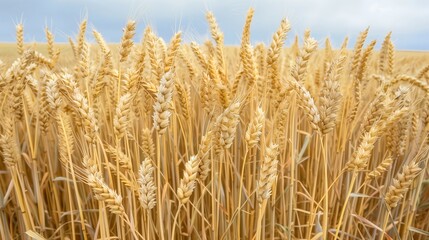 Fototapeta premium Ripe Golden Wheat Field Ready for Harvest