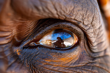 Skin wrinkles around the eye of African elder woman