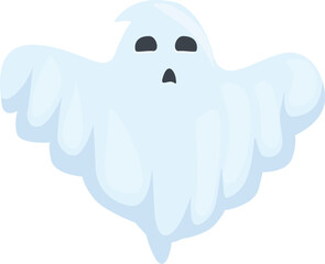 Cute cartoon ghost floating with a friendly expression, perfect for halloween projects