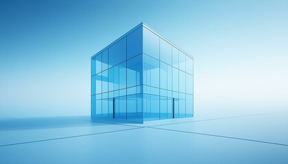 Obraz premium 3d render of blue morning view to perspective glass building