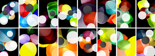 Set of trendy colorful circle geometric posters or abstract backgrounds. Vector Illustration For Wallpaper, Banner, Background, Card, Book Illustration, landing page