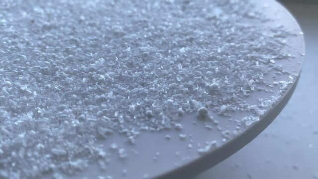 salt crystals. Epson salt. natural salt. Slow motion video. High quality video in 4K format.