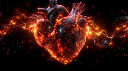 Heart Shape with Pulse Line: Capture a heart shape with a pulse line, isolated on a transparent background.