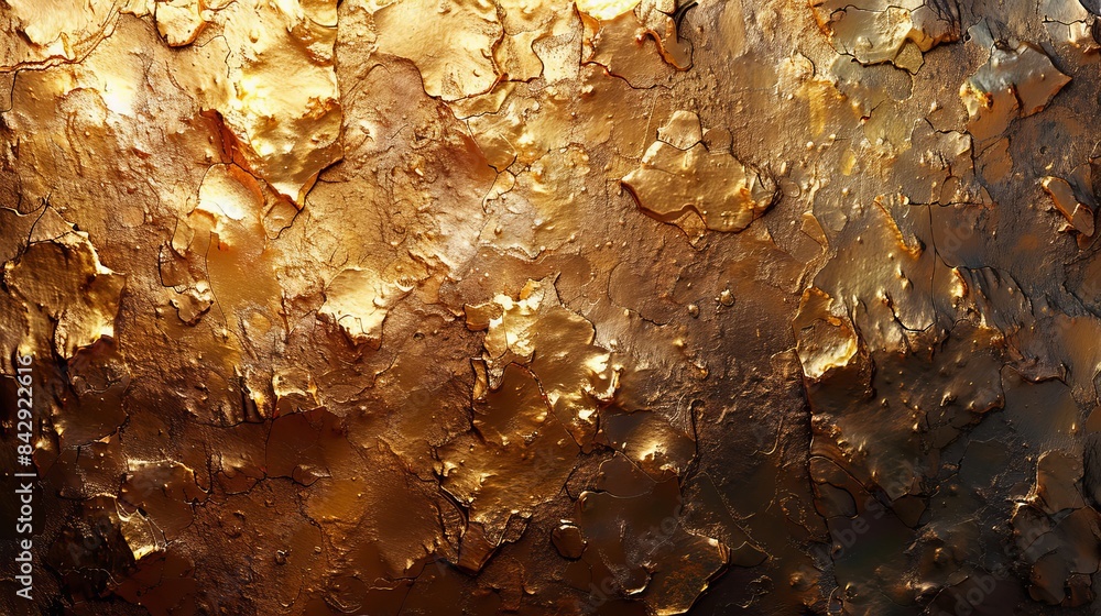 Poster this image showcases a flaking, golden texture with light illuminating its uneven surface