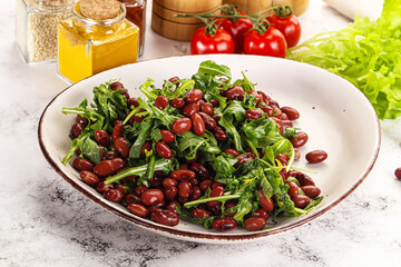 Red canned beans with arugula