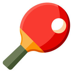 Red ping pong paddle with wooden handle on white background